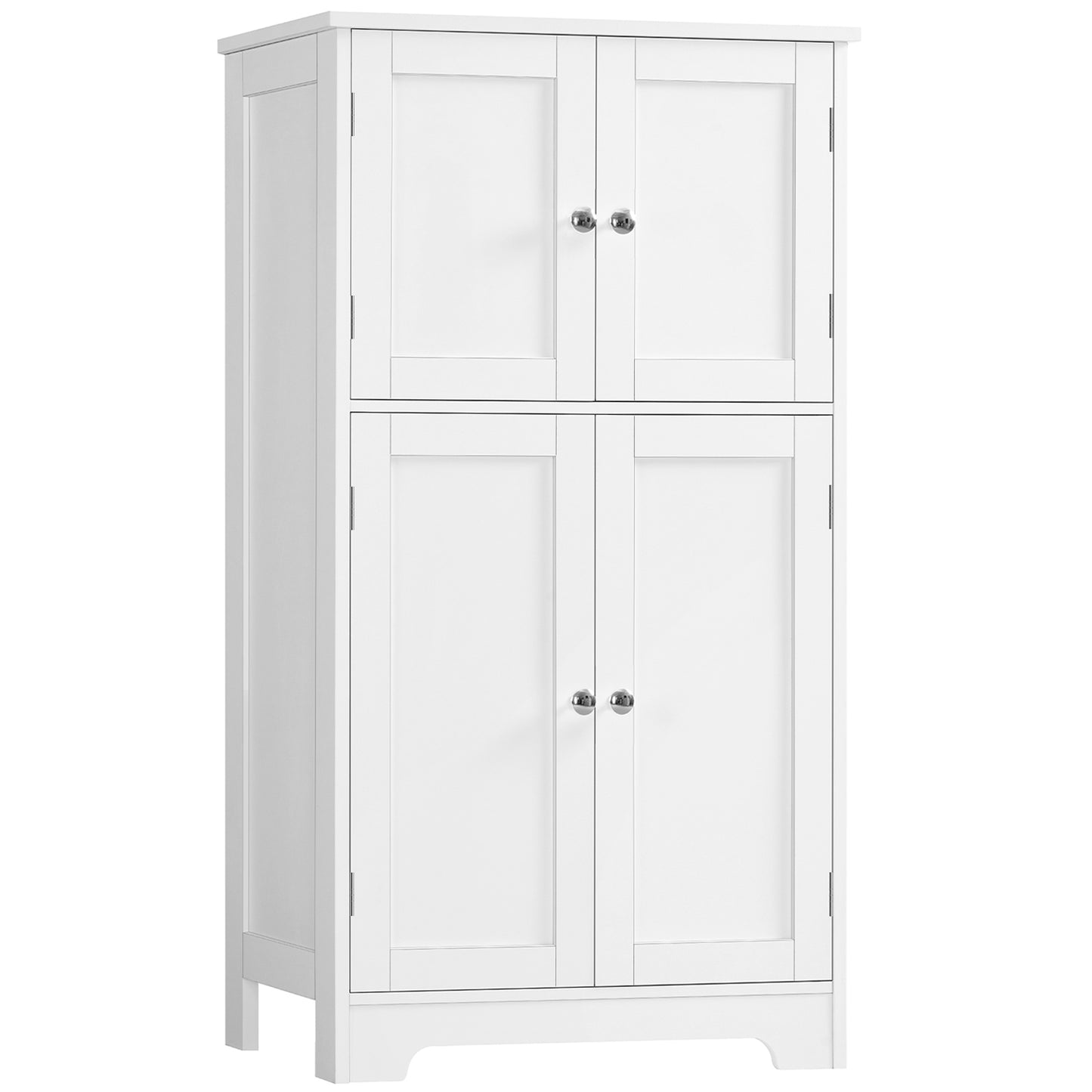 TEENFON Bathroom Floor Storage Cabinet, Freestanding Bathroom Storage Unit with 2 Adjustable Shelves & 4 Doors, 11.8 x 23.6 x 42.7 Inches, White