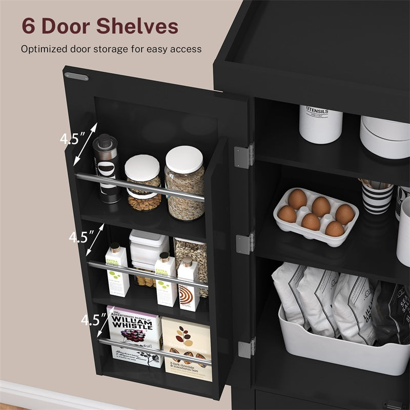 IWELL Black Bathroom Cabinet with 2 Doors, 3 Heights Available, Free Standing Floor Storage Cabinet for Bathroom, Living Room, Kitchen, Black