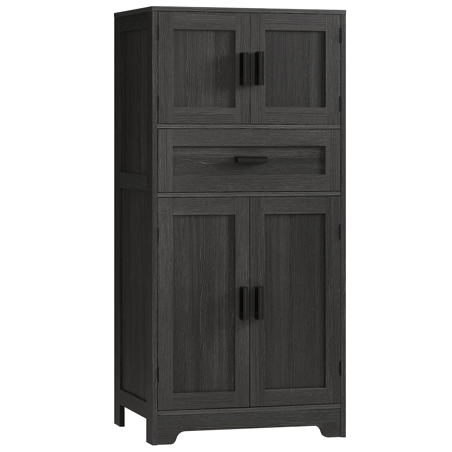 TEENFON Bathroom Storage Cabinet with Adjustable Shelf & Large Drawer, Tall Storage Cabinet with 4 Doors, Kitchen Pantry Storage Cabinets, for Living Room, Dining Room, Home Office, Entryway