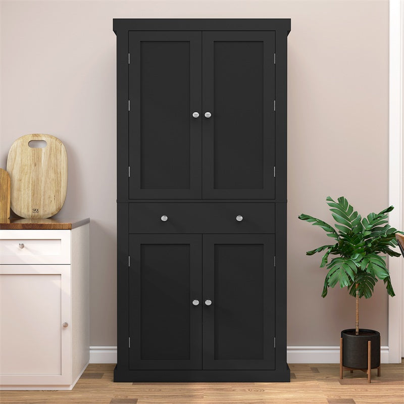 IWELL Black Bathroom Cabinet with 2 Doors, 3 Heights Available, Free Standing Floor Storage Cabinet for Bathroom, Living Room, Kitchen, Black