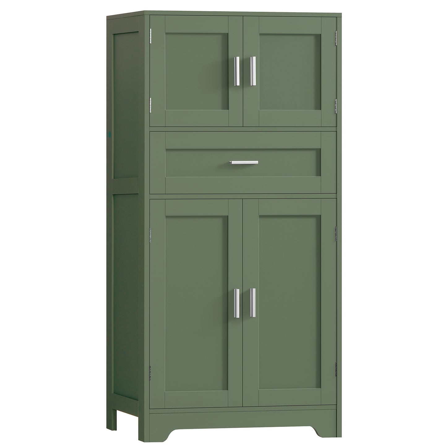 TEENFON Bathroom Floor Storage Cabinet with Adjustable Shelf, Freestanding Storage Cabinet with 4 Doors, Cupboard for Living Room, Home Office, Entryway, Forest Green