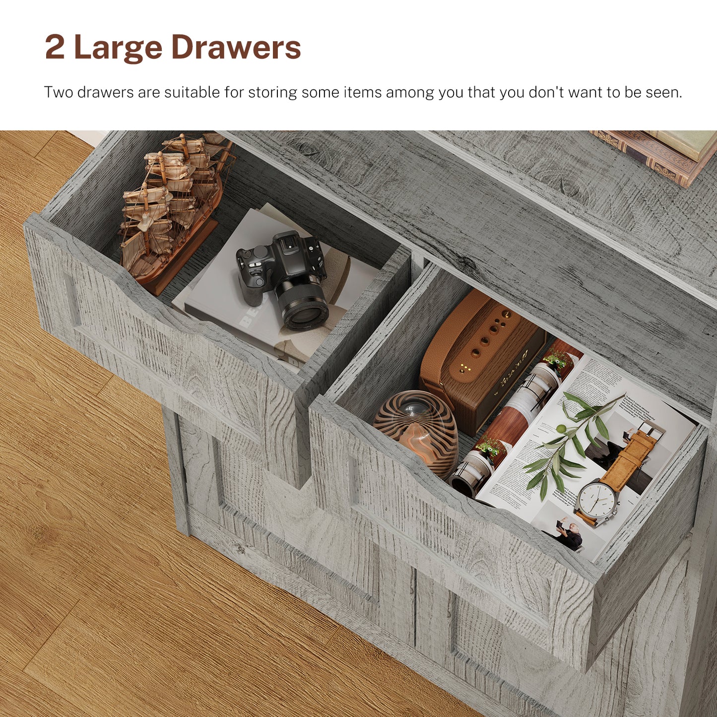 57.8" H Tall Storage Cabinet with 2 Drawers & 2 Adjustable Shelves, Floor Cabinet with 4 Doors, Tall Cabinet for Living Room, Dining Room, Entryway, Black