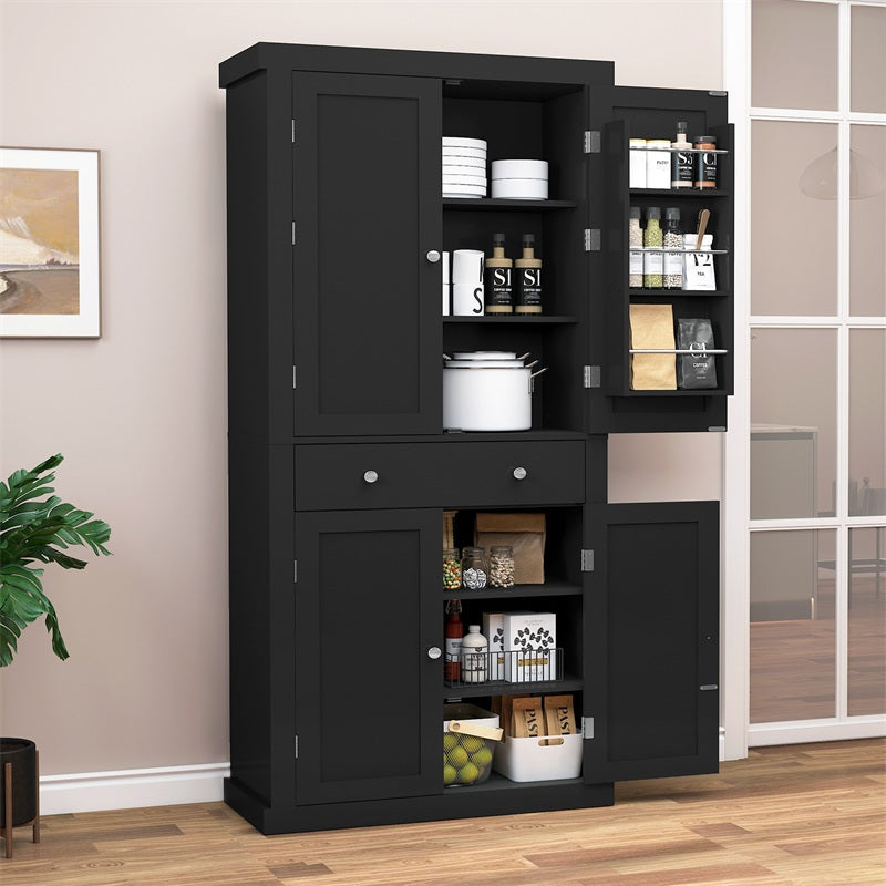 IWELL Black Bathroom Cabinet with 2 Doors, 3 Heights Available, Free Standing Floor Storage Cabinet for Bathroom, Living Room, Kitchen, Black