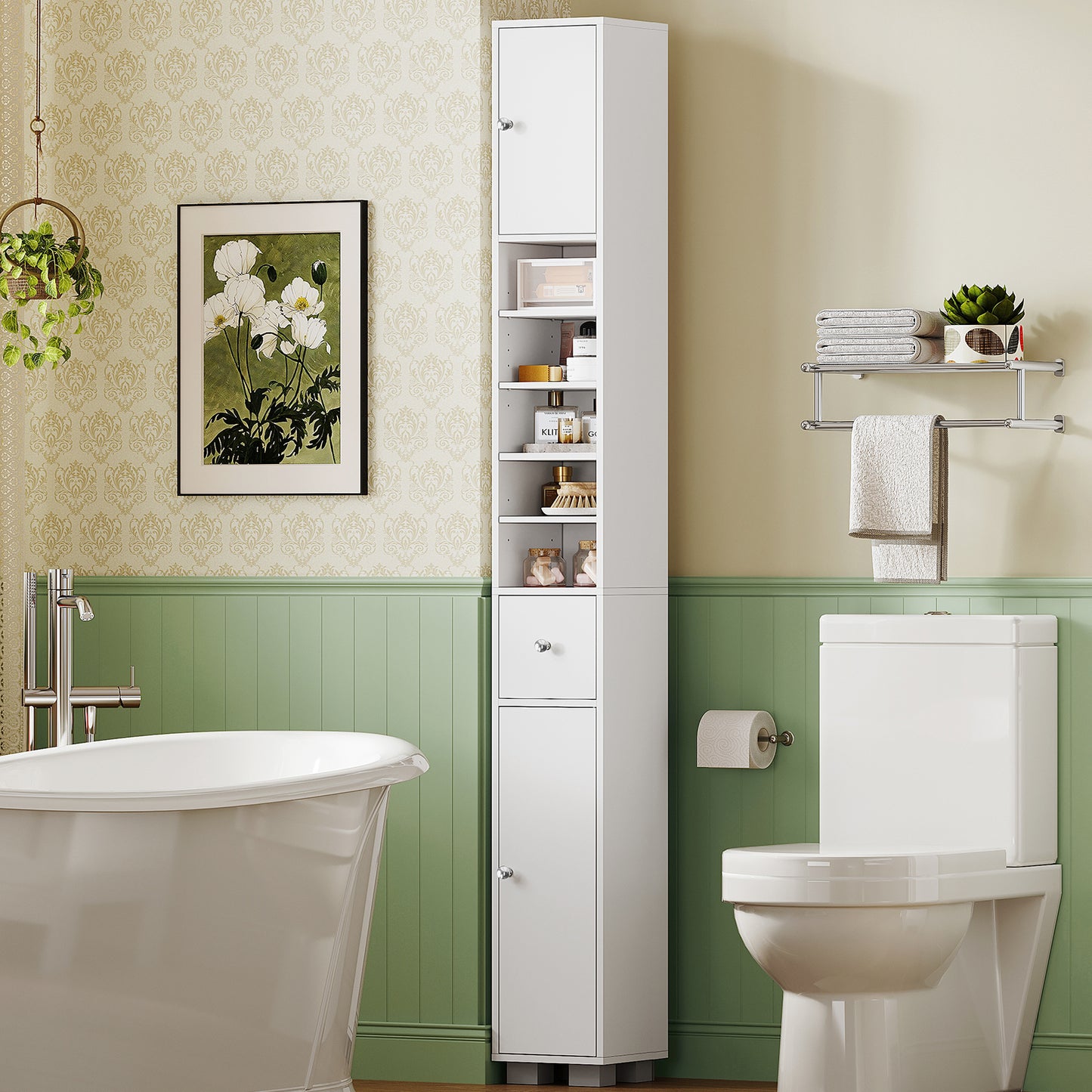 Bathroom Cabinet, Narrow Bathroom Storage Cabinet, SNG067W