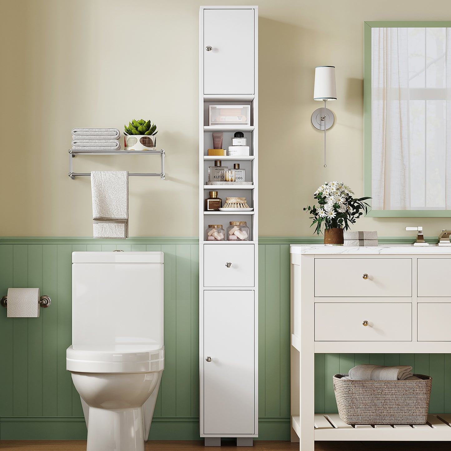 Bathroom Cabinet, Narrow Bathroom Storage Cabinet, SNG067W