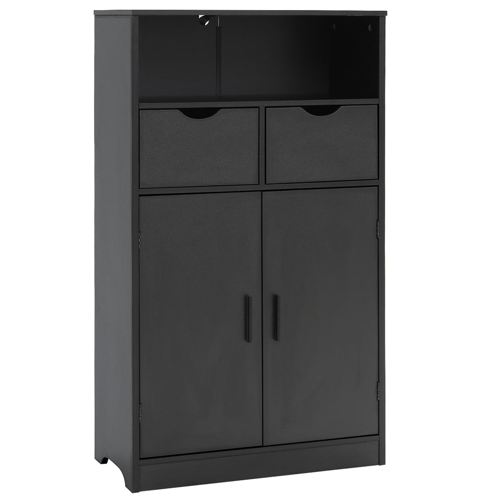 TEENFON Storage Cabinet with Doors & Shelves, Kitchen Pantry Cabinet, Bathroom Cabinets for Living Room, Kitchen, Laundry, Black Visit the Iwell Store
