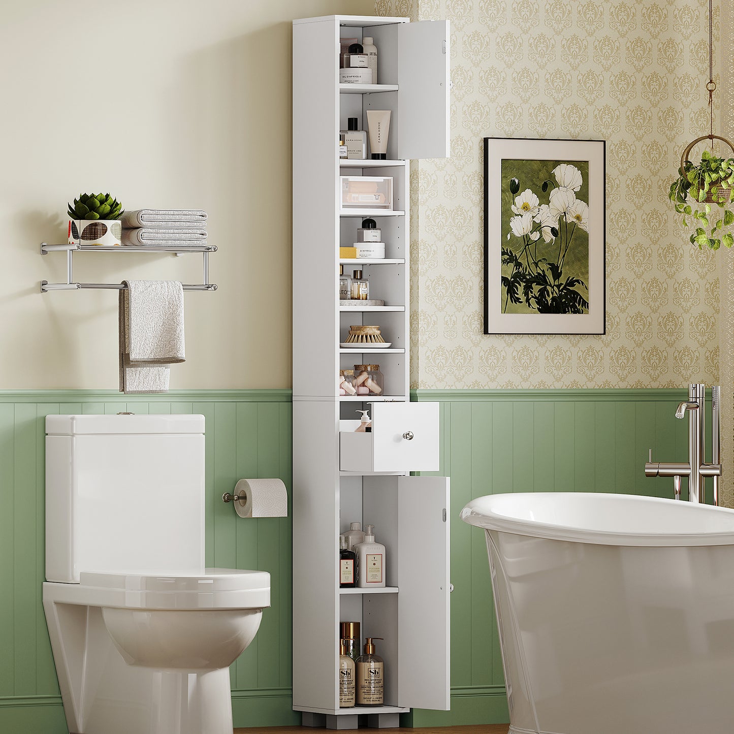 Bathroom Cabinet, Narrow Bathroom Storage Cabinet, SNG067W