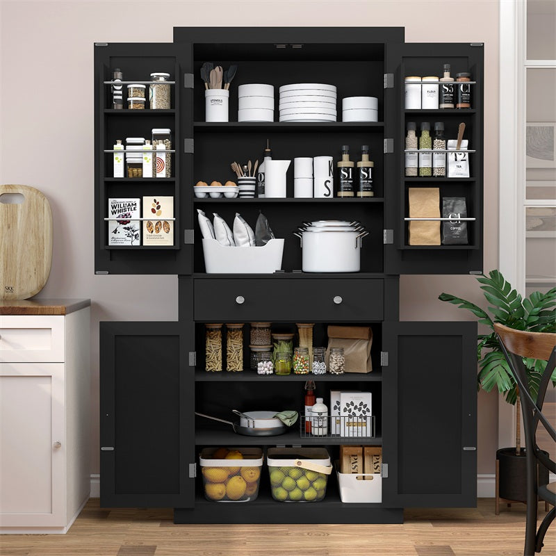 IWELL Black Bathroom Cabinet with 2 Doors, 3 Heights Available, Free Standing Floor Storage Cabinet for Bathroom, Living Room, Kitchen, Black