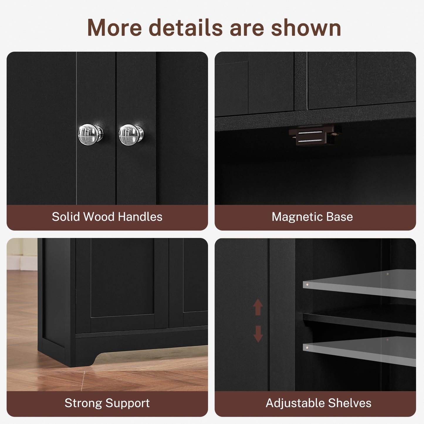 TEENFON 57.8" H Tall Storage Cabinet with 2 Drawers & 2 Adjustable Shelves, Bathroom Storage Cabinet with 4 Doors, Floor Cupboard, for Living Room, Dining Room, Entryway, Woodgrain Gray