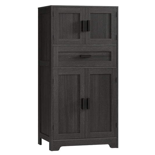 TEENFON 47.2" H Storage Cabinet with Adjustable Shelf & Large Drawer, Cabinet for Living Room, Home Office, Entryway, Rustic Black