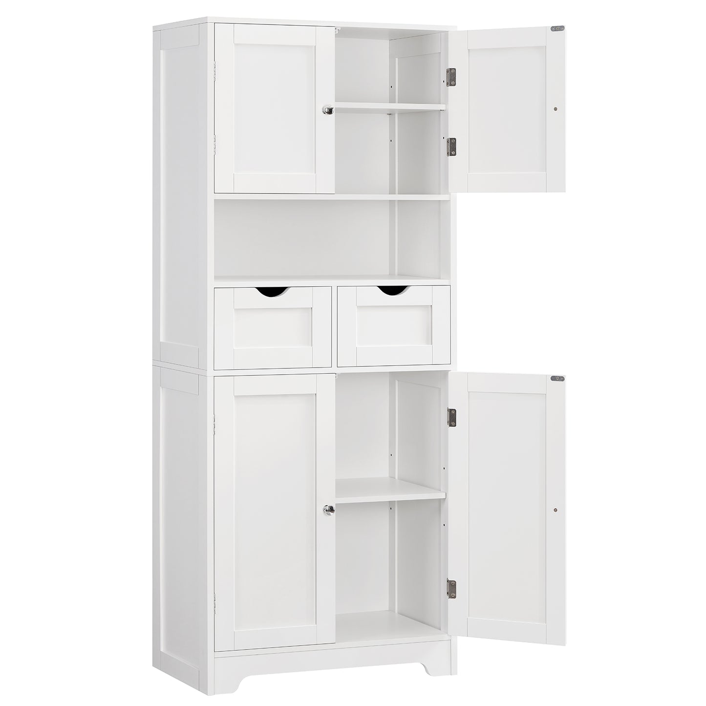 TEENFON 57.8" H Tall Storage Cabinet with 2 Drawers & 2 Adjustable Shelves, Bathroom Storage Cabinet with 4 Doors, Floor Cupboard, for Living Room, Dining Room, Entryway, Woodgrain Gray