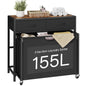 Laundry Sorter 3 Section with Tabletop & 2 Drawers, Rolling Laundry Hamper with Pull-Out and Removable Bags, Laundry Basket Organizer with Wheels and Shelf, Metal Frame Rustic Brown for Laundry Room