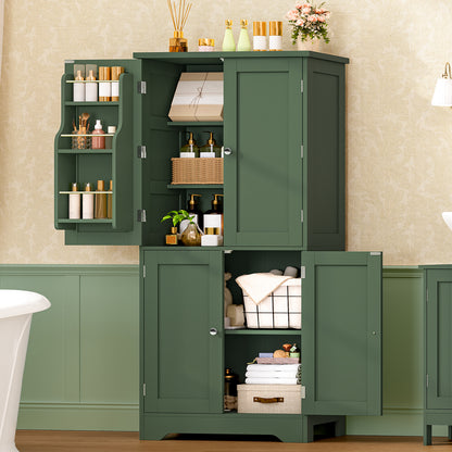 TEENFON 51" H Pantry Cabinet with 4 Doors, Kitchen Cabinet with 6 Door Shelves, Kitchen Pantry for Living Room, Dining Room, Bathroom, Green