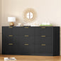 TEENFON Fluted Dresser for Bedroom with 9 Drawers, 63" Wide Modern Chest of Drawers with Metal Handle & Curved Profile Design, Wood Closet Clothes Storage Organizer for Living Room, Hallway, Black