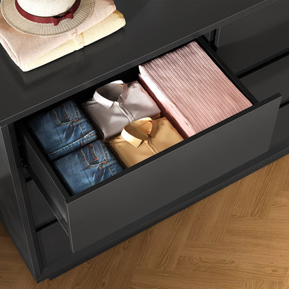 TEENFON 63" Dresser for Bedroom with 9 Drawers, Black Dresser with Metal Slide, Bedroom Dressers, Wood Dressers & Chests of Drawers for Bedroom, Hallway, Black
