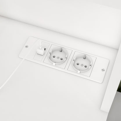 TEENFON Dressing Table with LED Light Mirror & Socket, 8 Drawers, 6 Shelves, 3 Colours with Adjustable Brightness, Vanity Corner Vanity, Change L-Shape, White