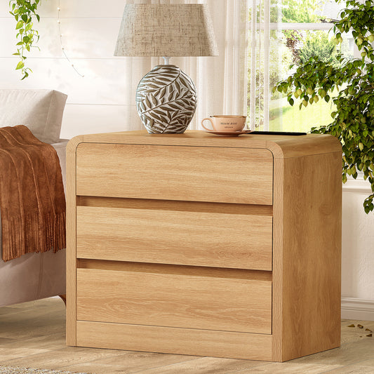 TEENFON Bridge Night Stand with Spacious Drawer, Nightstand for Bedroom, Sindoori Mango Finish