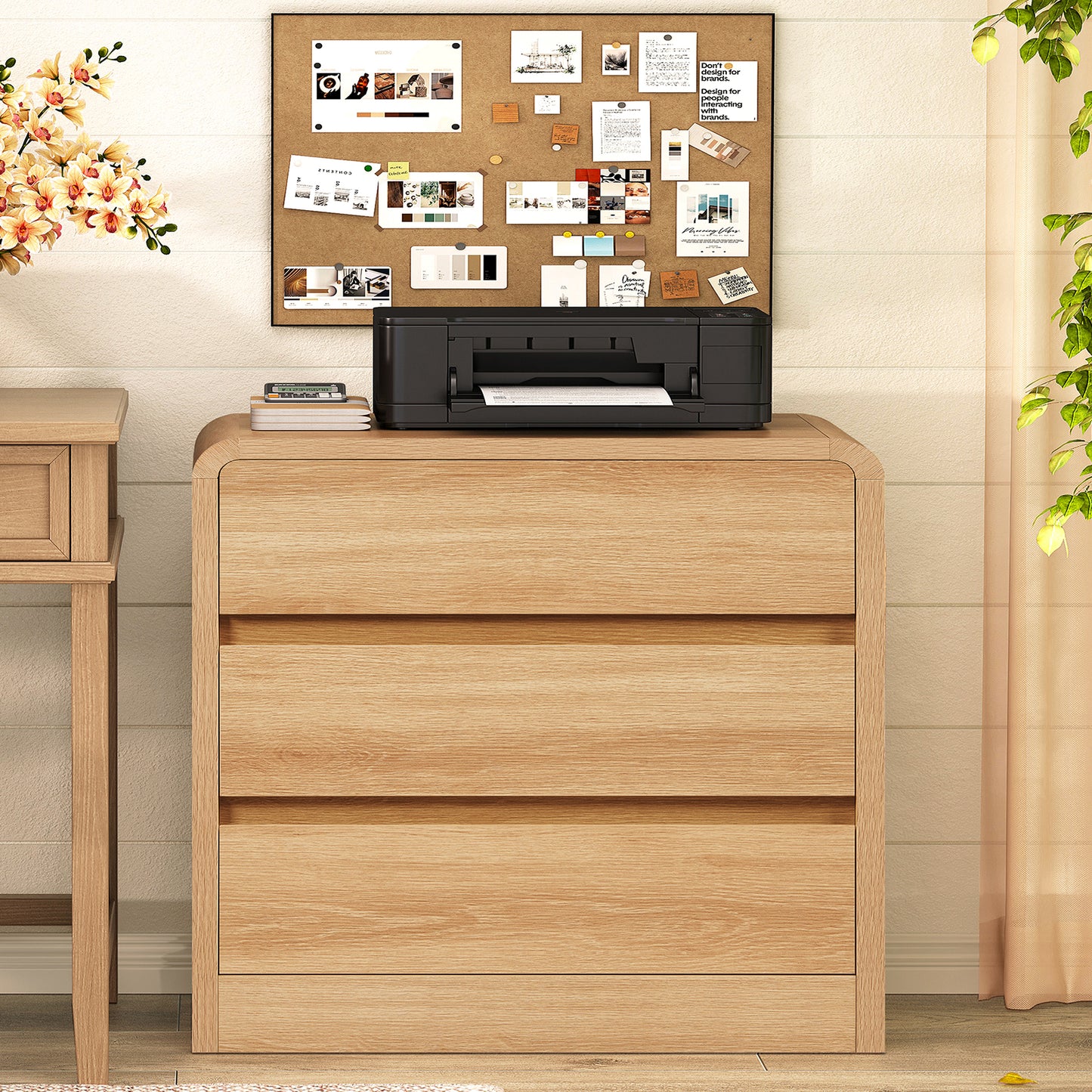 TEENFON Bridge Night Stand with Spacious Drawer, Nightstand for Bedroom, Sindoori Mango Finish