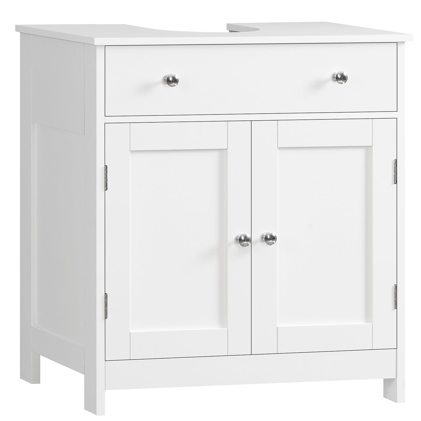 TEENFON 35.4" Pedestal Sink Storage Cabinet with 2 Doors and Adjustable Shelves, Bathroom Sink Cabinet, Under Sink Storage with U-Shape Cut-Out, White