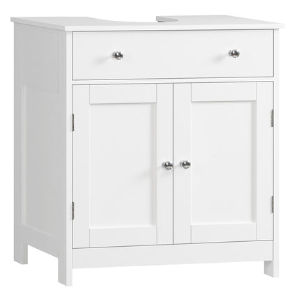 TEENFON 35.4" Pedestal Sink Storage Cabinet with 2 Doors and Adjustable Shelves, Bathroom Sink Cabinet, Under Sink Storage with U-Shape Cut-Out, White