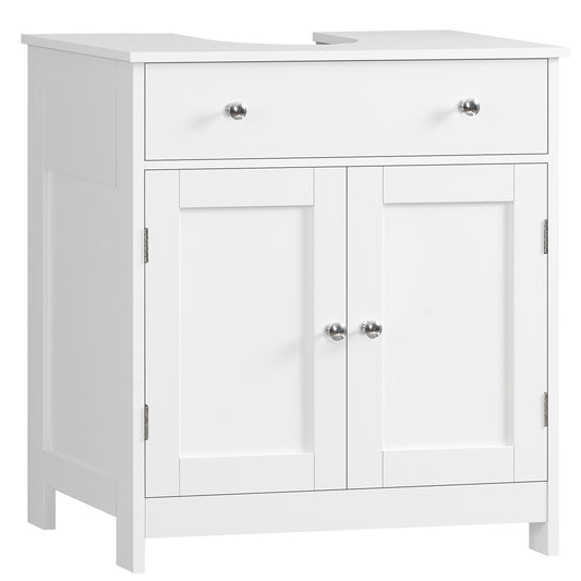 TEENFON 35.4" Pedestal Sink Storage Cabinet with 2 Doors and Adjustable Shelves, Bathroom Sink Cabinet, Under Sink Storage with U-Shape Cut-Out, White