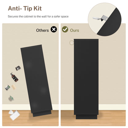 TEENFON 51.6" Tall Dresser for Bedroom with 7 Drawers, Black Dresser with Metal Slide, Bedroom Dressers, Wood Dressers & Chests of Drawers for Bedroom, Hallway, Black