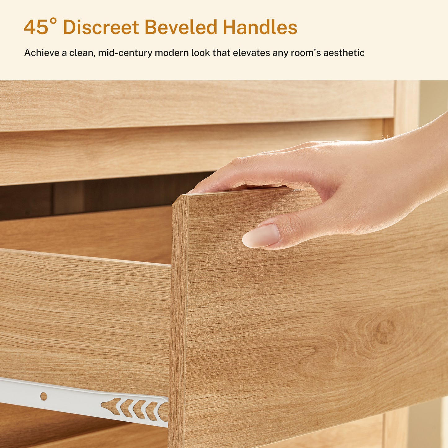 TEENFON 55" Dresser for Bedroom with 6 Drawers, Modern Dressers & Chests of Drawers with Metal Handles, Wooden Dresser TV Stand, Bedroom Dressers for Living Room, Hallway, Natural