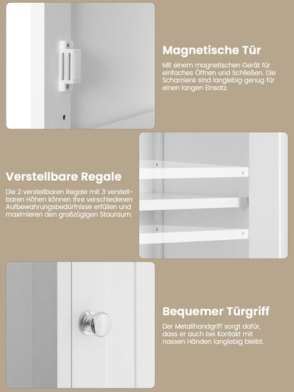 170cm Bathroom Closet, Bathroom Closet Narrow with 2 Doors and 1 Drawer, Bathroom Cabinet with Adjustable Shelves for Bathroom, Living room, Hallway, Kitchen, 40x30x170 cm, White