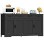 TEENFON 63” Buffet Cabinet with Storage and 2 Drawers, Large Sideboard Cabinet with 2 Adjustable Shelves and 4 Doors, Coffee Bar, Buffet Table for Kitchen, Dining Room, White