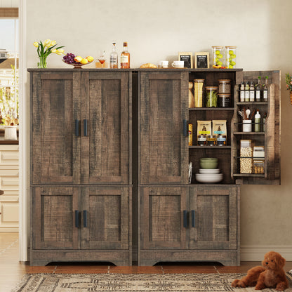 TEENFON 43.3 Tall Metal Kitchen Pantry Storage Cabinets with 2 Door and 5 Adjustable Shelves, Cupboard for Kitchen, Dining Room, Living Room and Bathroom,