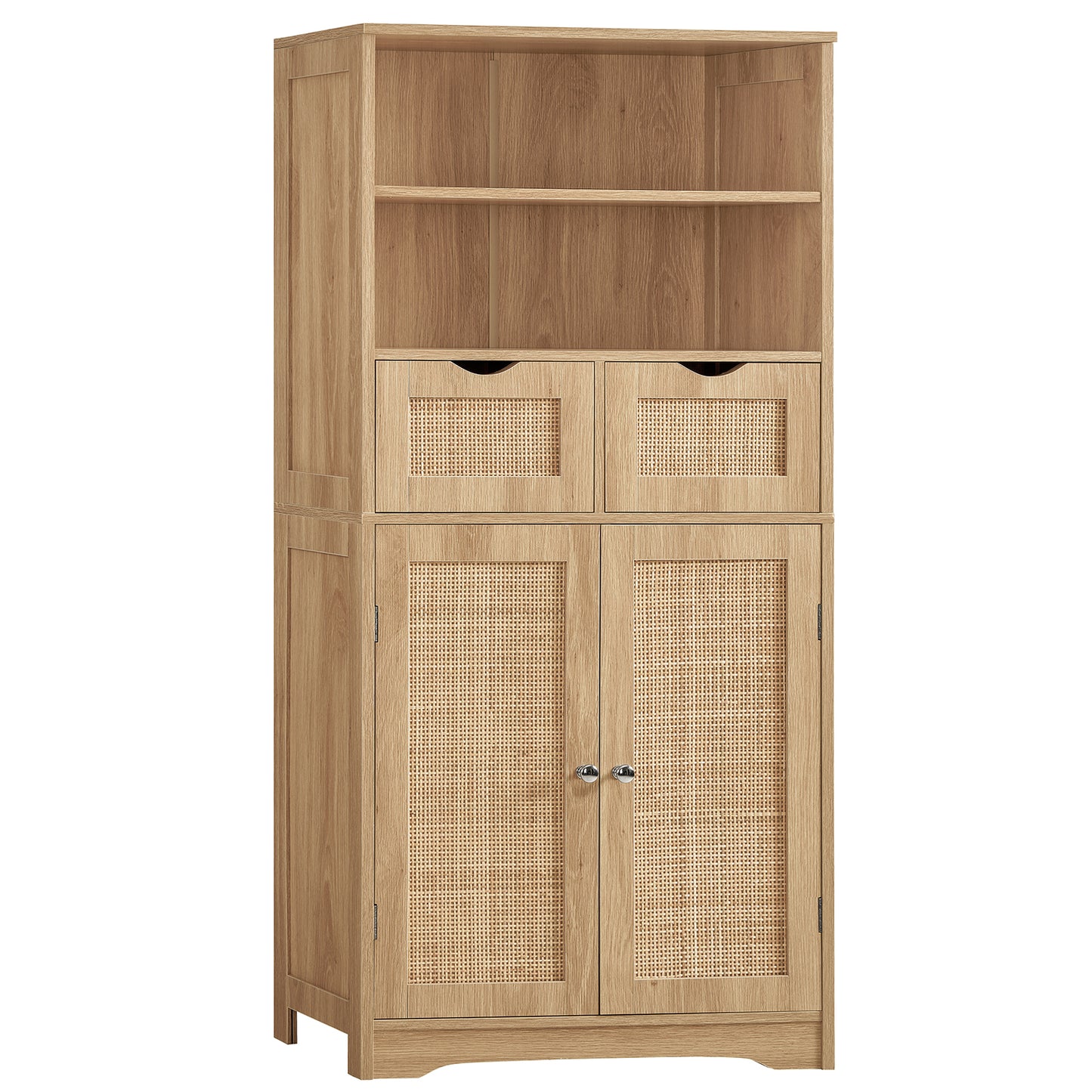 TEENFON Tall Storage Cabinet with Adjustable Shelves & Doors, Bathroom Cabinet, Cupboard for Living Room, Dining Room, Entryway, Grey