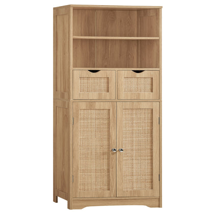 TEENFON Tall Storage Cabinet with Adjustable Shelves & Doors, Bathroom Cabinet, Cupboard for Living Room, Dining Room, Entryway, Grey