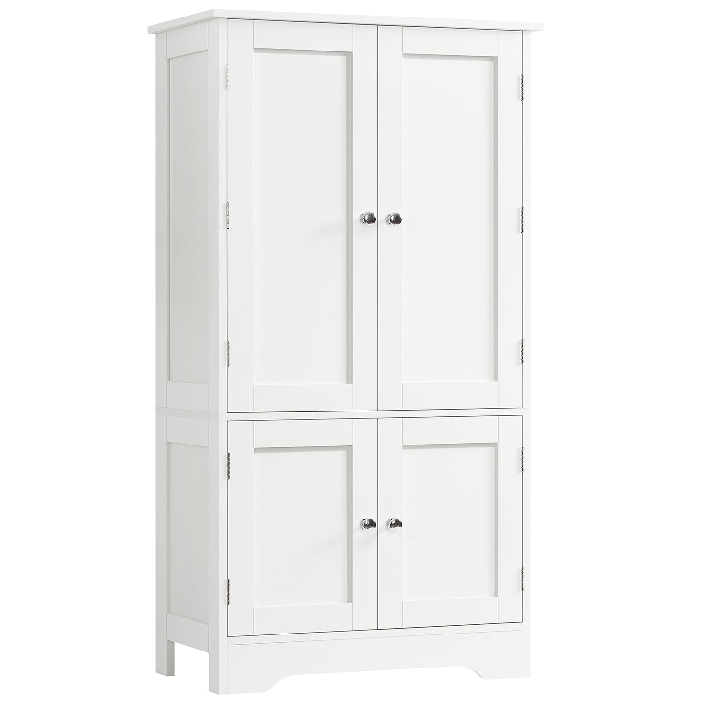 TEENFON 43'H Pantry Cabinet with 4 Doors, Kitchen Cabinet with 6 Door Shelves, Kitchen Pantry for Living Room, Dining Room, Bathroom, White