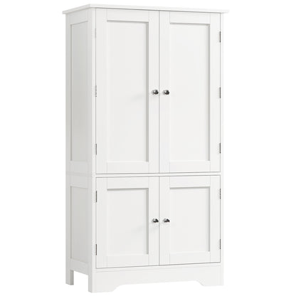 TEENFON 43'H Pantry Cabinet with 4 Doors, Kitchen Cabinet with 6 Door Shelves, Kitchen Pantry for Living Room, Dining Room, Bathroom, White