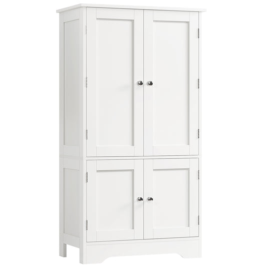 TEENFON 43'H Pantry Cabinet with 4 Doors, Kitchen Cabinet with 6 Door Shelves, Kitchen Pantry for Living Room, Dining Room, Bathroom, White