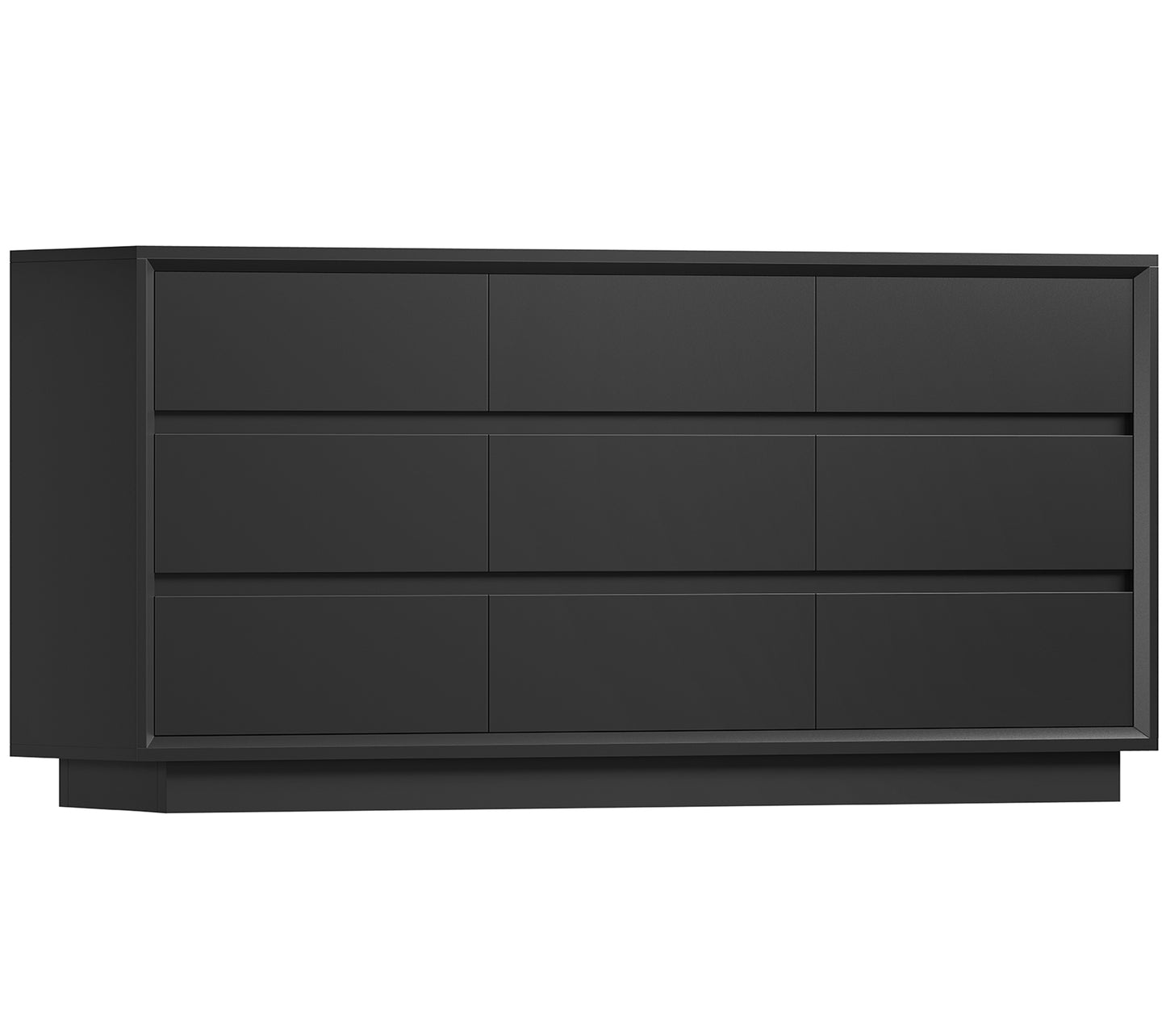 TEENFON 55" Dresser for Bedroom with 6 Drawers, Black Dresser with Metal Slide, Bedroom Dressers, Wood Dressers & Chests of Drawers for Bedroom, Hallway, Black