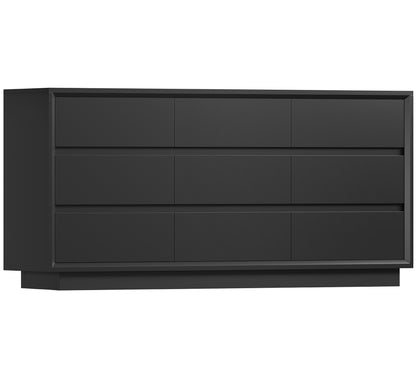 TEENFON 55" Dresser for Bedroom with 6 Drawers, Black Dresser with Metal Slide, Bedroom Dressers, Wood Dressers & Chests of Drawers for Bedroom, Hallway, Black
