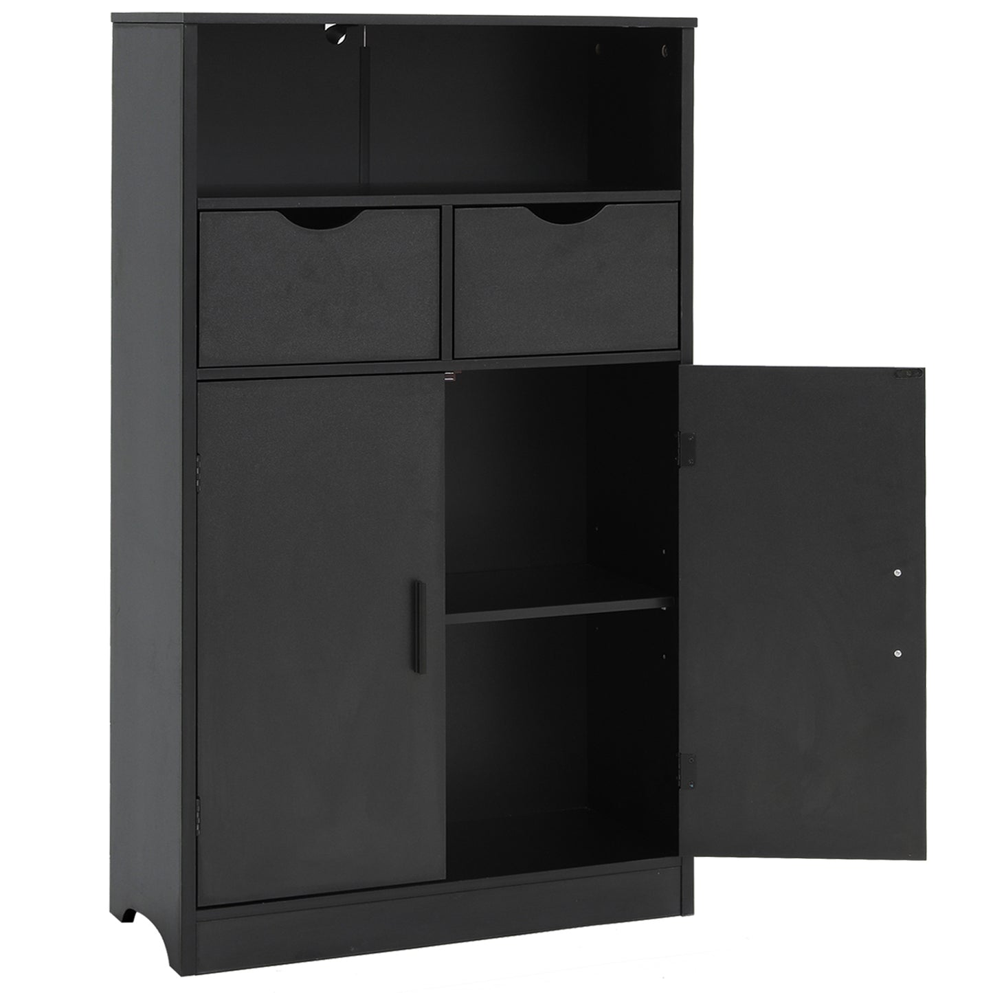 TEENFON Storage Cabinet with Doors & Shelves, Kitchen Pantry Cabinet, Bathroom Cabinets for Living Room, Kitchen, Laundry, Black Visit the Iwell Store