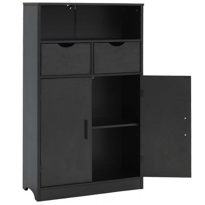 TEENFON Storage Cabinet with Doors & Shelves, Kitchen Pantry Cabinet, Bathroom Cabinets for Living Room, Kitchen, Laundry, Black Visit the Iwell Store