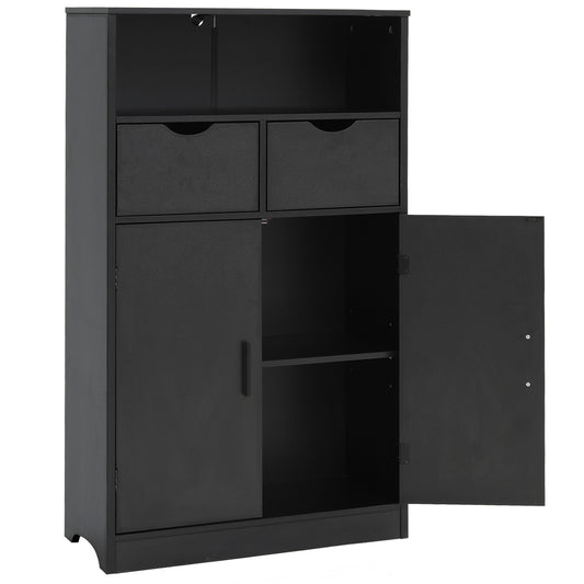 TEENFON Storage Cabinet with Doors & Shelves, Kitchen Pantry Cabinet, Bathroom Cabinets for Living Room, Kitchen, Laundry, Black Visit the Iwell Store