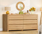 TEENFON 55" Dresser for Bedroom with 6 Drawers, Modern Dressers & Chests of Drawers with Metal Handles, Wooden Dresser TV Stand, Bedroom Dressers for Living Room, Hallway, Natural
