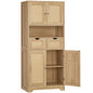 TEENFON 57.8" H Tall Storage Cabinet with 2 Drawers & 2 Adjustable Shelves, Bathroom Storage Cabinet with 4 Doors, Floor Cupboard, for Living Room, Dining Room, Entryway, Woodgrain Gray