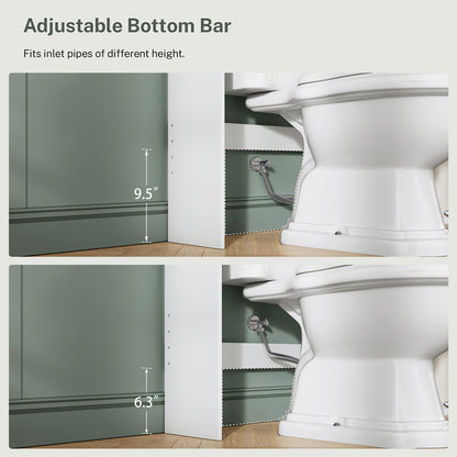 TEENFON Over The Toilet Storage Cabinet with 4 Open Shelves and Adjustable Shelf, Extra Tall Bathroom Organizer Unit with 2 Barn Doors, Home Space Saver for Bathroom, Laundry Room, White