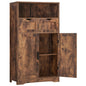 TEENFON Storage Cabinet with 2 Drawers & Shelves, Kitchen Cabinet for Living Room, Kitchen, Home Office, Rustic Brown