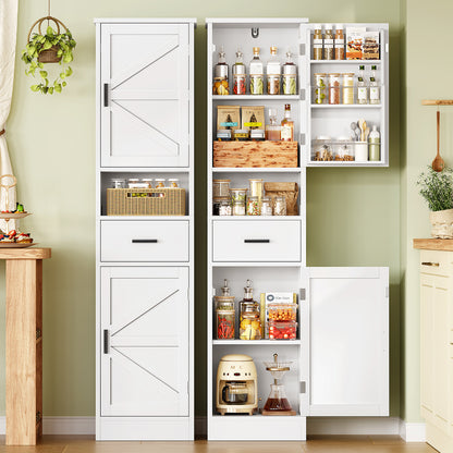 TEENFON 67" H Tall Storage Cabinet with 2 Doors, Bathroom Storage Cabinet, Kitchen Pantry Cabinets for Living Room, Dining Room, Bathroom, White