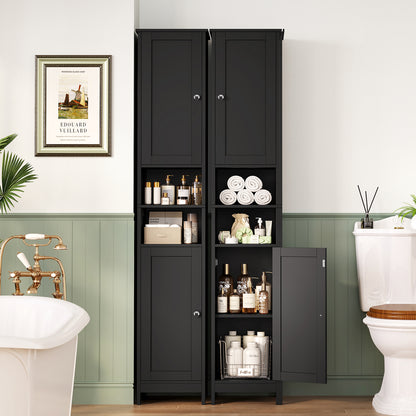 TEENFON 67" Tall Bathroom Cabinet with Adjustable Shelves and Doors, Narrow Bathroom Storage Cabinet for Small Space, Living Room, Entryway, Kitchen,