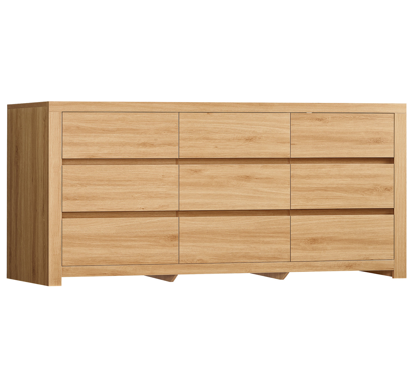 TEENFON 63" Dresser for Bedroom with 9 Drawers, Modern Dressers & Chests of Drawers with Metal Handles, Wooden Dresser TV Stand, Bedroom Dressers for Living Room, Hallway, Natural