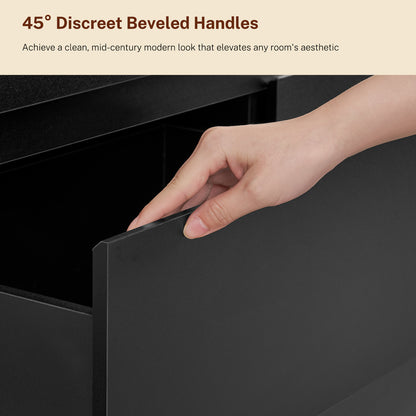 TEENFON 63" Dresser for Bedroom with 9 Drawers, Black Dresser with Metal Slide, Bedroom Dressers, Wood Dressers & Chests of Drawers for Bedroom, Hallway, Black