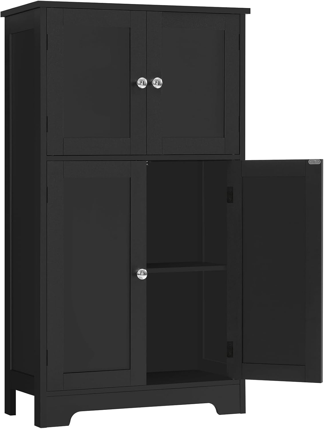 TEENFON Bathroom Floor Storage Cabinet, Freestanding Bathroom Storage Unit with 2 Adjustable Shelves & 4 Doors, 11.8 x 23.6 x 42.7 Inches, White