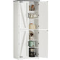 TEENFON 67" Kitchen Pantry Cabinet with 4 Doors, Farmhouse Pantry Cabinet with Adjustable Shelves, Storage Cabinet for Kitchen, Bathroom, Living Room, White